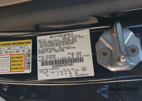 2014 Ford Fusion Se z USA, uszkodzony, nr VIN 3FA6P0HD1ER274687